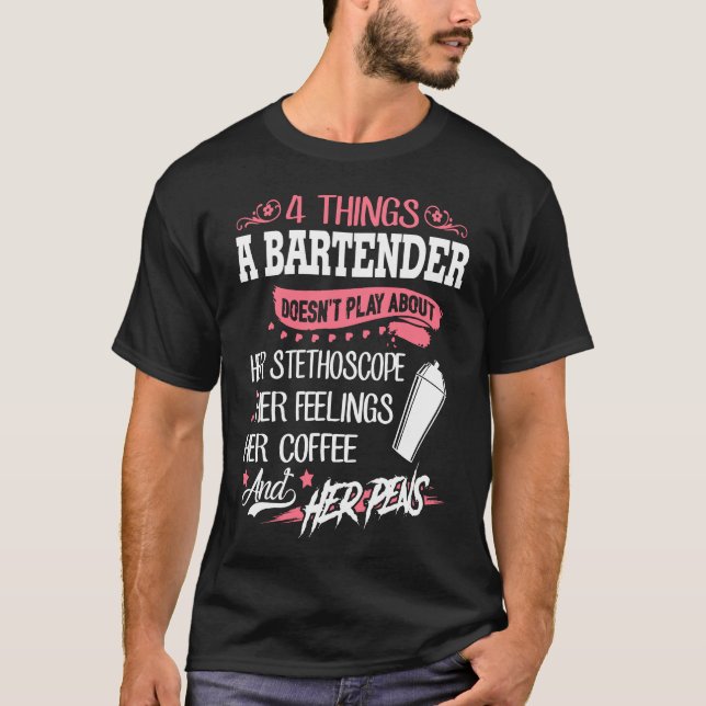 Camiseta Barman - 4 Coisas Sobre As Quais Um Barman Não Jog (Frente)