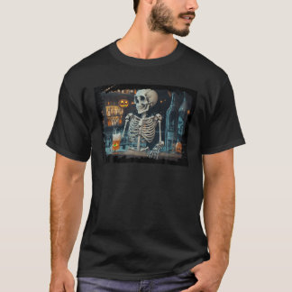 Camiseta Barman Assustador Halloween Skeleton Monster Beer
