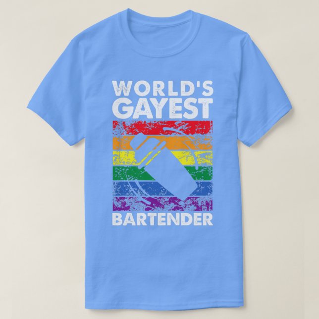 Camiseta Barman Mais Gayest do Worldx27s (Frente do Design)