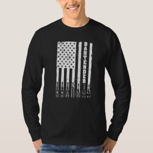 Camiseta Barman Para Homens Bandeira Americana Patriótica B
