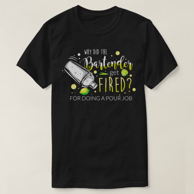 Camiseta Barman Party Cocktail Shaker Pun 12 (Frente do Design)