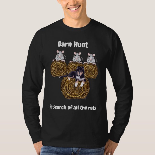 Camiseta Barn Hunt em busca de ratos com colina triangular (Frente)