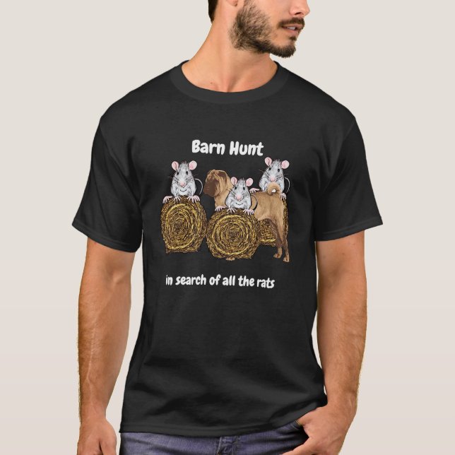 Camiseta Barn Hunt em busca de ratos com Shar Pei (Frente)