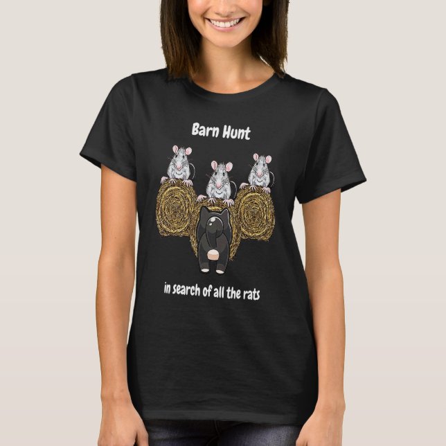 Camiseta Barn Hunt  in search of rats with a Shiba Inu (Frente)