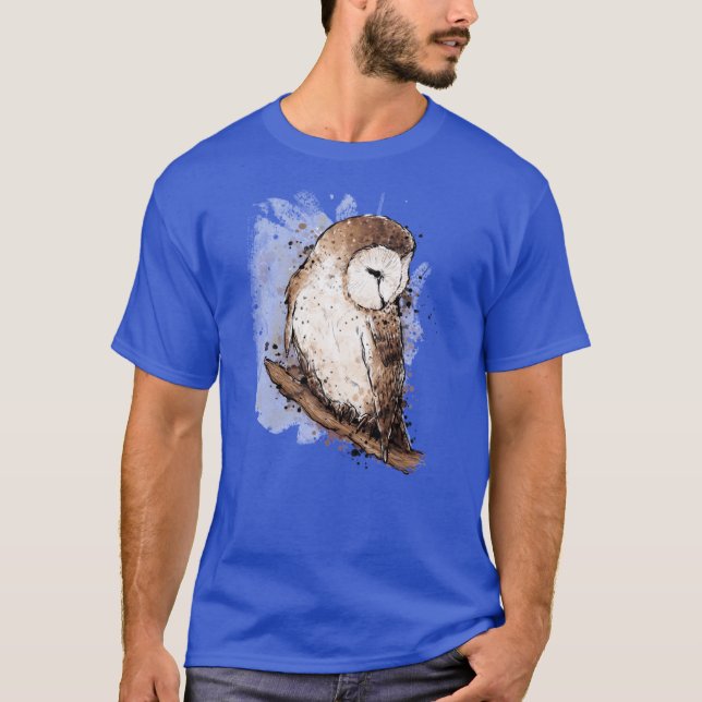 Camiseta Barn Owl Autumn Ink retro retro (Frente)