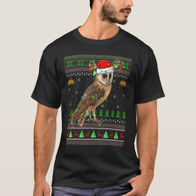 Camiseta Barn Owl Bird Xmas Papais noeis do Barn Owl Ugly N (Frente)