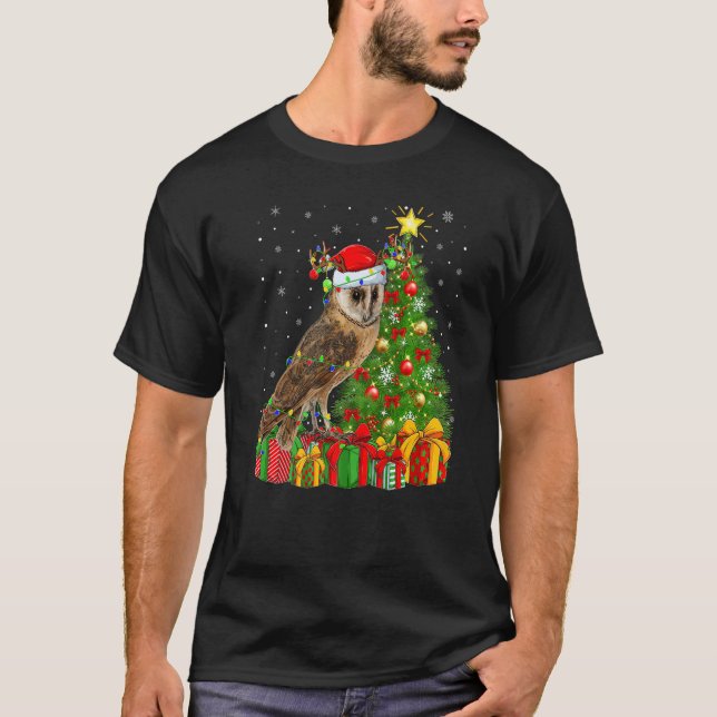 Camiseta Barn Owl  Xmas Holiday Santa Barn Owl Christmas Tr (Frente)