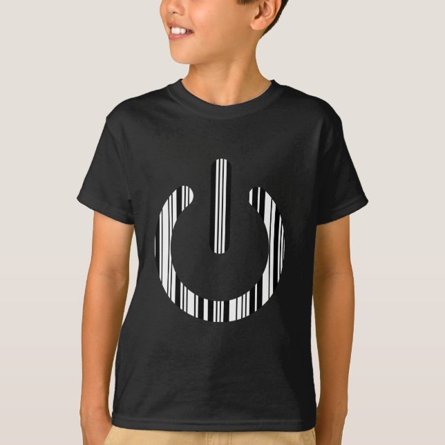 Camiseta BARRA DE BOTÃO DE ENERGIA Código de Barras Design  (Frente)