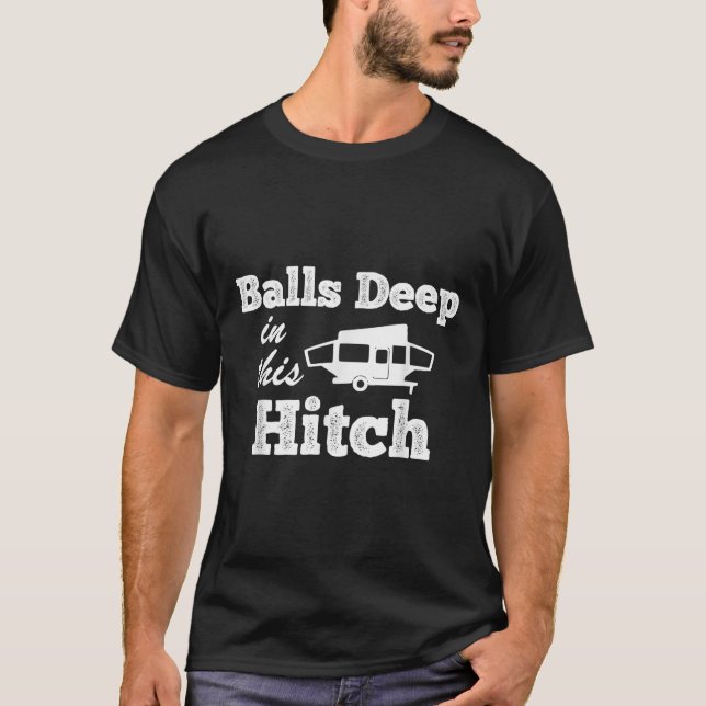 Camiseta Barraca Pop Up Engraçada Camping Profundo Nesta En (Frente)