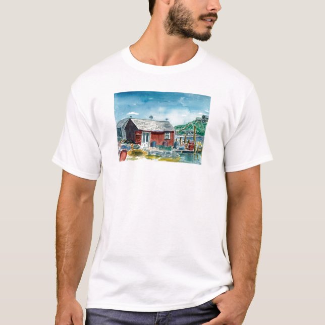 Camiseta barraca vermelha em Menemsha (Frente)