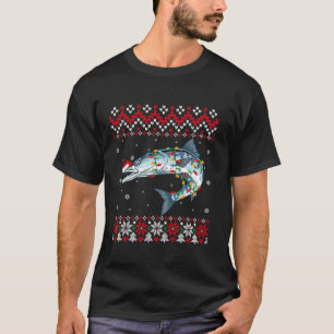 Camiseta Barracuda Fish Santa Hat Men Mulheres Crianças Fei