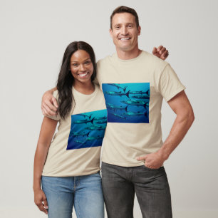 Camiseta barracuda mergulha no mar profundo onda tropical m