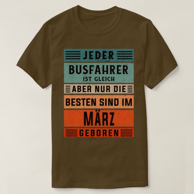 Camiseta Barramento driver aniversário março nascer ônibus (Frente do Design)