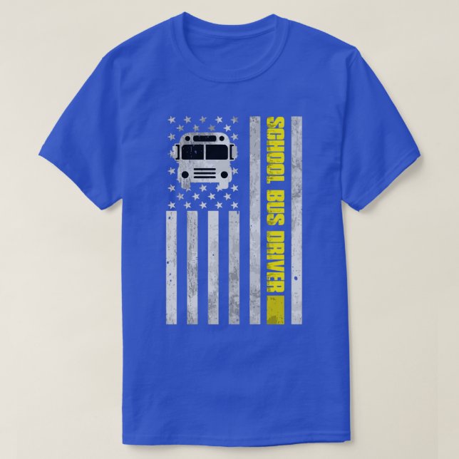 Camiseta Barramento Escolar Motorista de Bandeira Americana (Frente do Design)