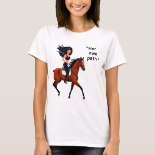 Camiseta Barrando seu rastro: Mulher em Horseback
