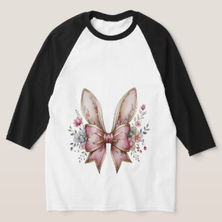 Camiseta Barras de Coelhinho Floral com Arco Rosa - Chinois