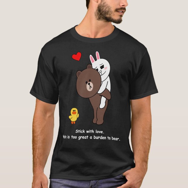 Camiseta Barras Marrons Cony Coelhinho Coelho Com Amor   (Frente)
