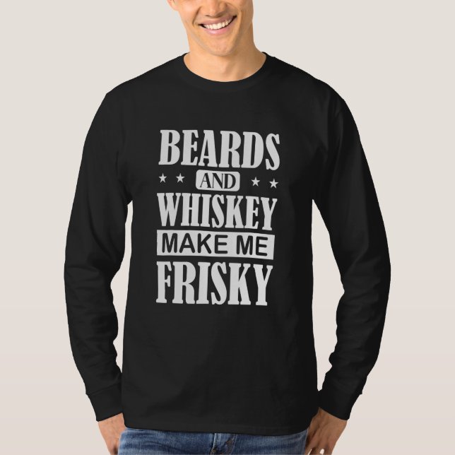 Camiseta Barras Whiskey me faz Pai barbudo arriscado tio (Frente)