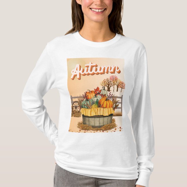 Camiseta Barrel Cheio do outono de Pumpkins (Frente)