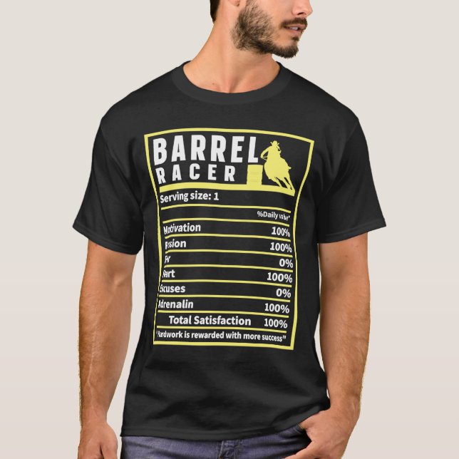 Camiseta Barrel Racer Nutrition Facts Rodeo Cowgirl Barrel  (Frente)