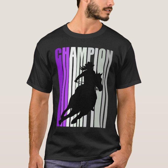 Camiseta Barrel Racing Champion Horse Riding Purple Cowgirl (Frente)