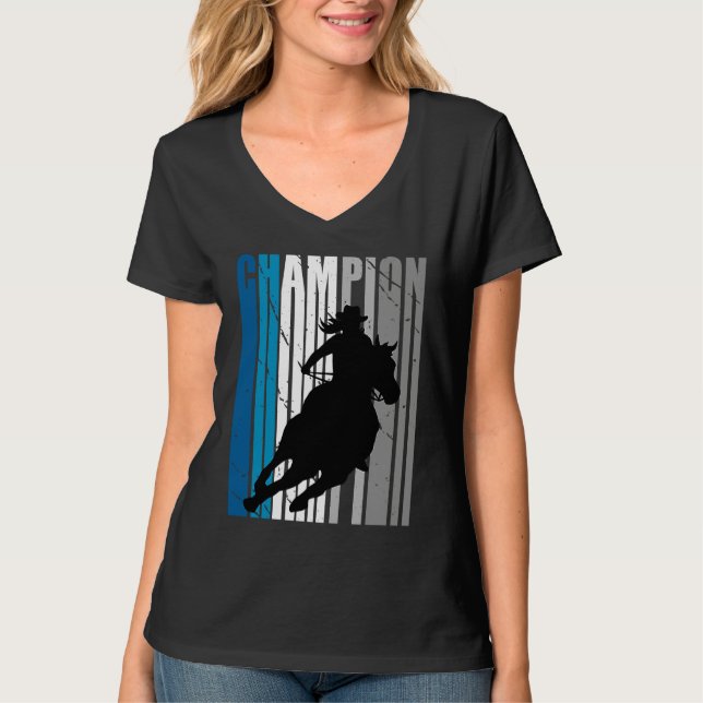 Camiseta Barrel Racing Champion Horse Riding Teal Cowgirl W (Frente)