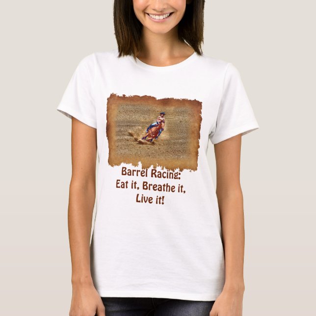 Camiseta Barrel Racing - Coma, Respire, Viva! (Frente)
