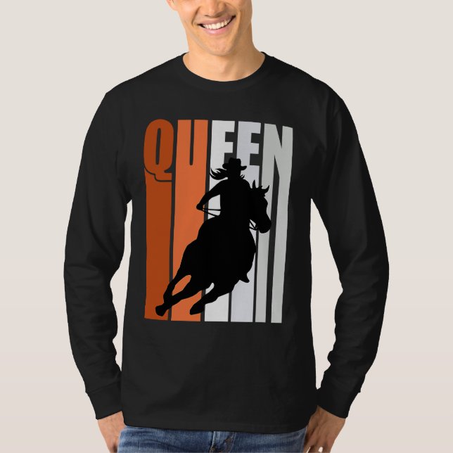 Camiseta Barrel Racing Queen Rodeo Women Cowgirls Retro Ora (Frente)