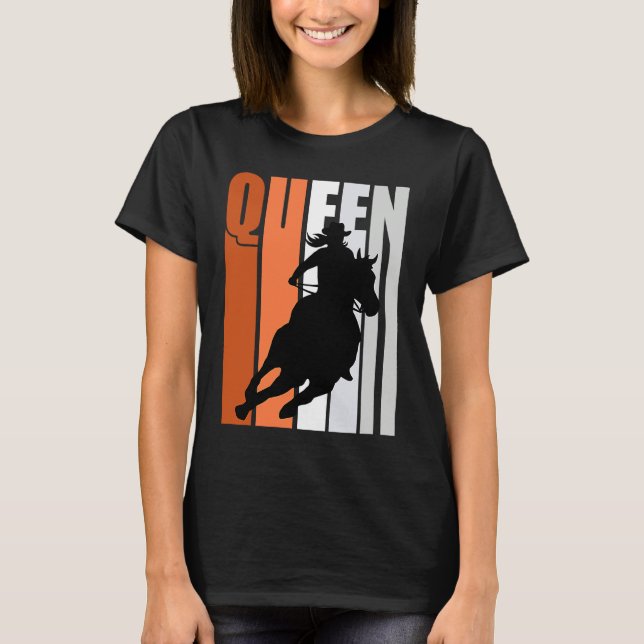 Camiseta Barrel Racing Queen Rodeo Women Cowgirls Retro Ora (Frente)
