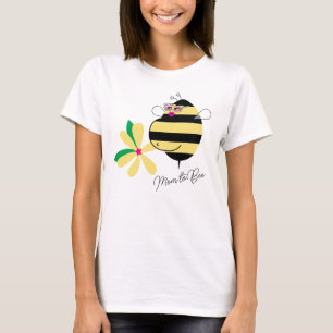 Camiseta Barriga de Bebê Floral Amarelo Mamãe Abelha com Óc