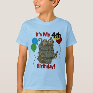 Camiseta barril de macacos 4º aniversário