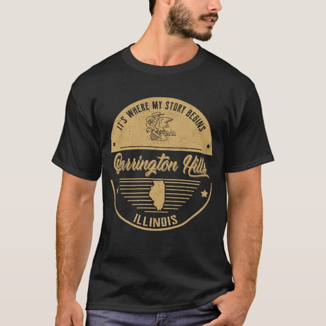Camiseta Barrington Colinas Illinois É onde minha história  (Frente)