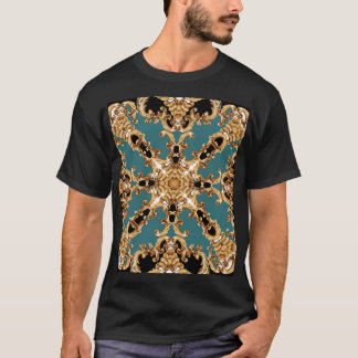 Camiseta Barroco ouro, design de ornamento luxuoso.