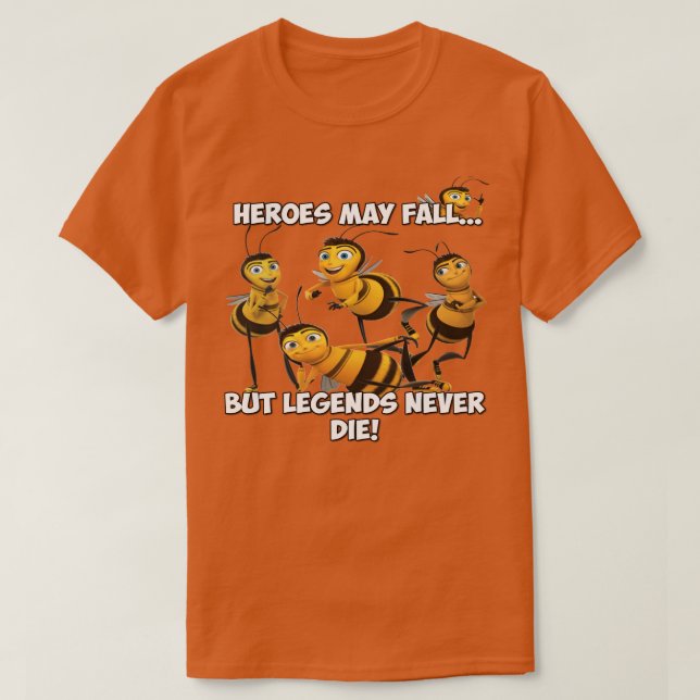 Camiseta Barry Bee Benson Legends Nunca MORRE (Frente do Design)