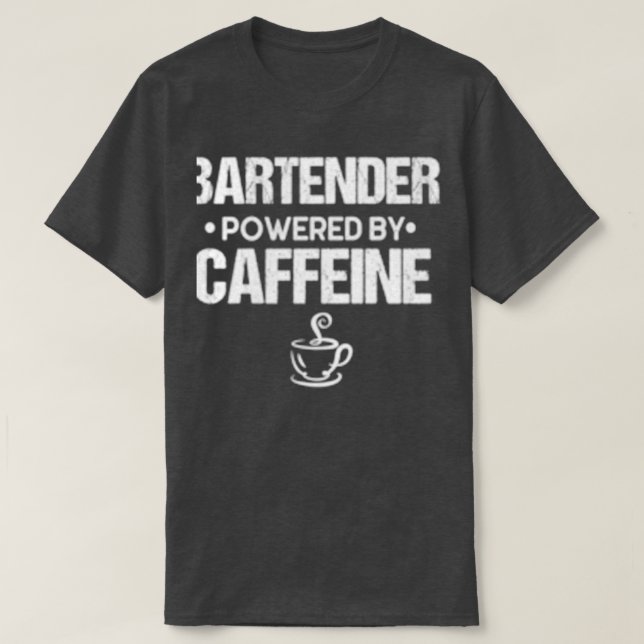 Camiseta BARTENDER Alimentado Por Cafeína (Frente do Design)