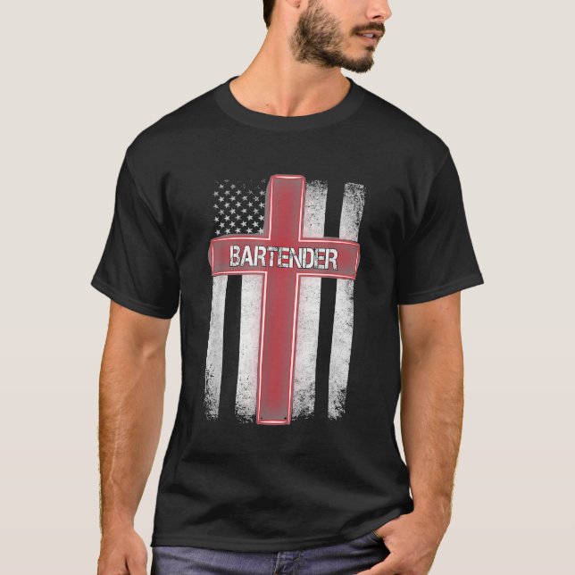 Camiseta Bartender American Flag Natal Xmas Gift Para Ba (Frente)