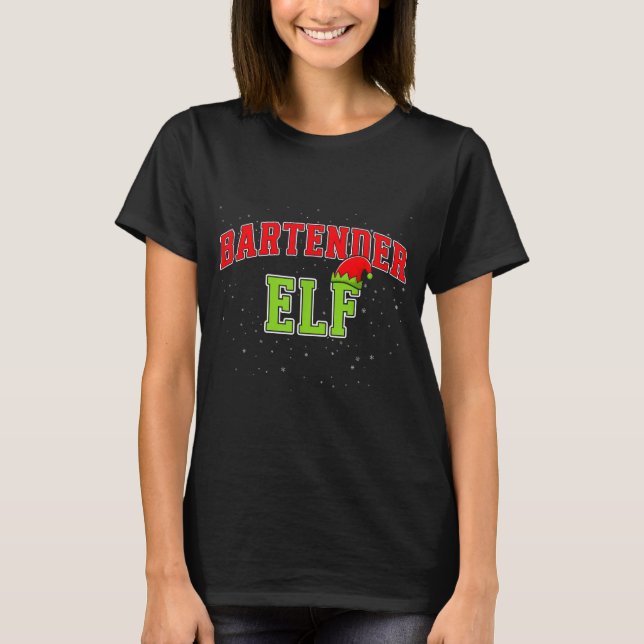 Camiseta Bartender Elf Christmas Family Matching Group Xmas (Frente)
