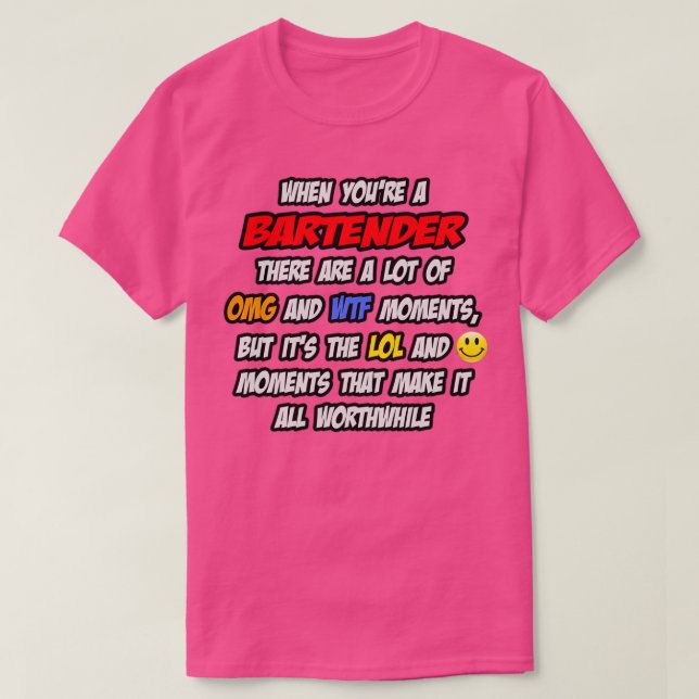 Camiseta Bartender OMG WTF LOL (Frente do Design)