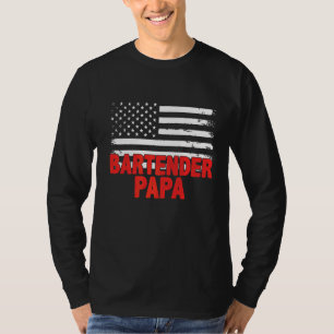 Camiseta Bartender Papa Dia de os pais de Bandeira American