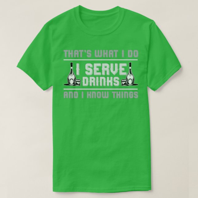 Camiseta Bartender Serve Bebe e sabe coisas (Frente do Design)