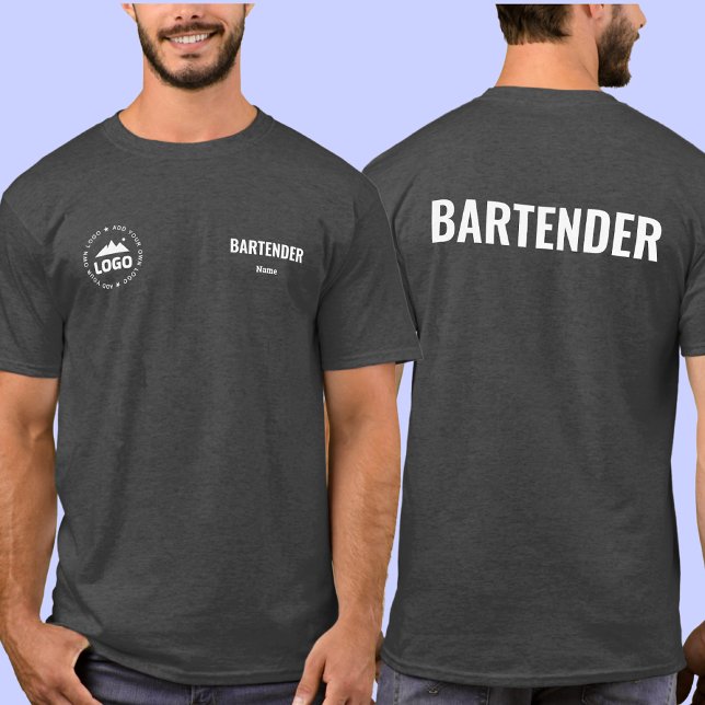 Camiseta Bartender T-Shirt Uniform Personalized Name Logo (Criador carregado)