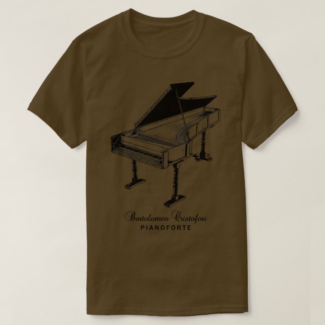 Camiseta Bartolomeo Cristofori Pianoforte Música (Frente do Design)