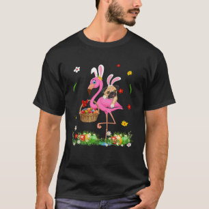 Camiseta Bas de Ovo no Dia do Felz pascoa Flamingo Bunny Pu