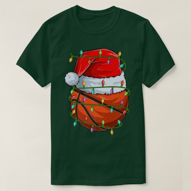 Camiseta Basball Sports Lover Xmas Luzes de Basquete (Frente do Design)