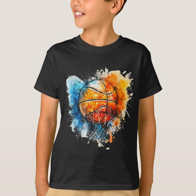Camiseta Basbol - Cores Aquáticas - Basquete de Desenho Col (Frente)
