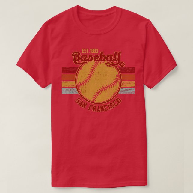 Camiseta Base de Baseball Est 1883 da Retro San Francisco (Frente do Design)