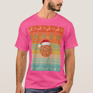 Camiseta Base de Luzes de Natal de Papais noeis de basquete