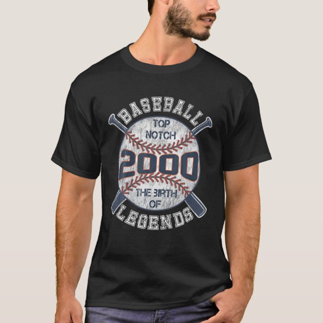 Camiseta Baseball 2000 22º Aniversário Presente 22 Anos De  (Frente)