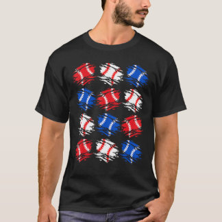 Camiseta Baseball 4th July USA Flag Retro Baseball Ball Gra