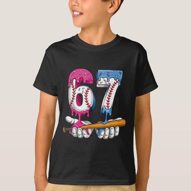 Camiseta Baseball 67 Ice Cream Drip Six Seven Boys Funny Me (Frente)